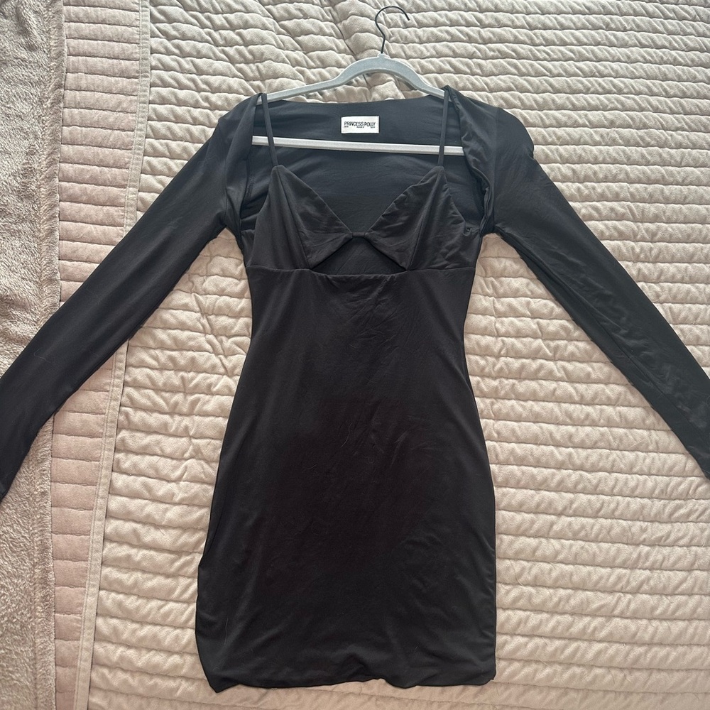 Princess Polly Black Cutout Long Sleeve Dress - Picture 2 of 2